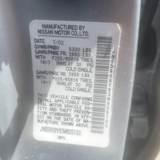 2003 NISSAN PATHFINDER AIR BAG - 1100888